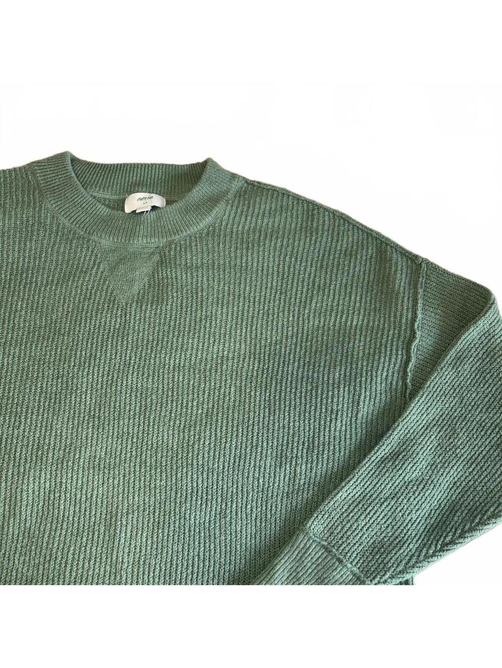 Aerie Cozy Ribbed Knit Crewneck Sweater RN: 54485 In Green, Woman’s Size Small
